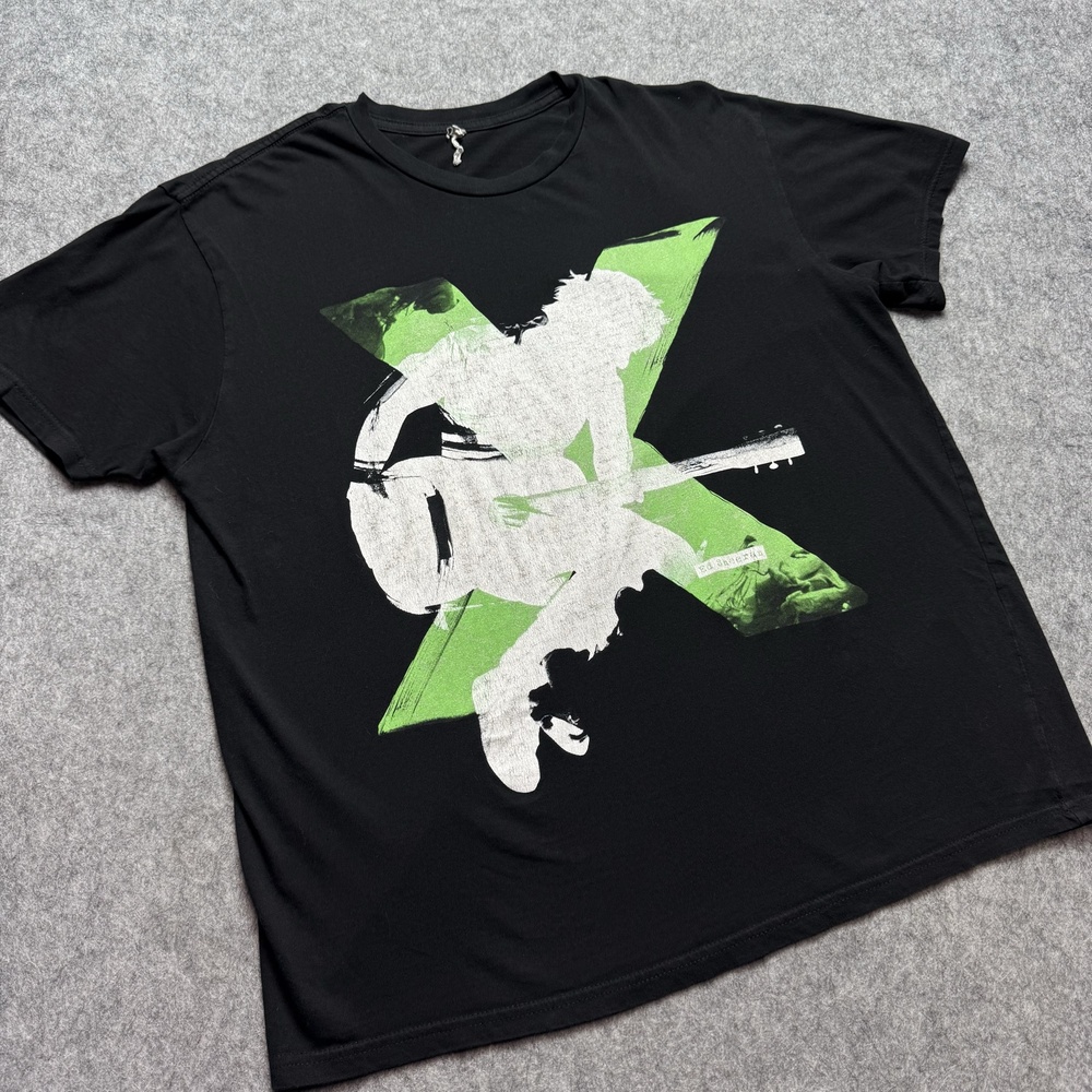 Ed Sheeran Shirt Men L Black Green X DBL Sided Graphic Concert Tour Official Tee